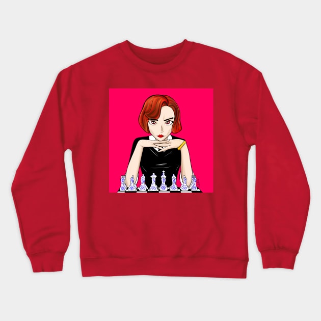 Beth the queen’s gambit in chessmaster Selfie Crewneck Sweatshirt by jorge_lebeau